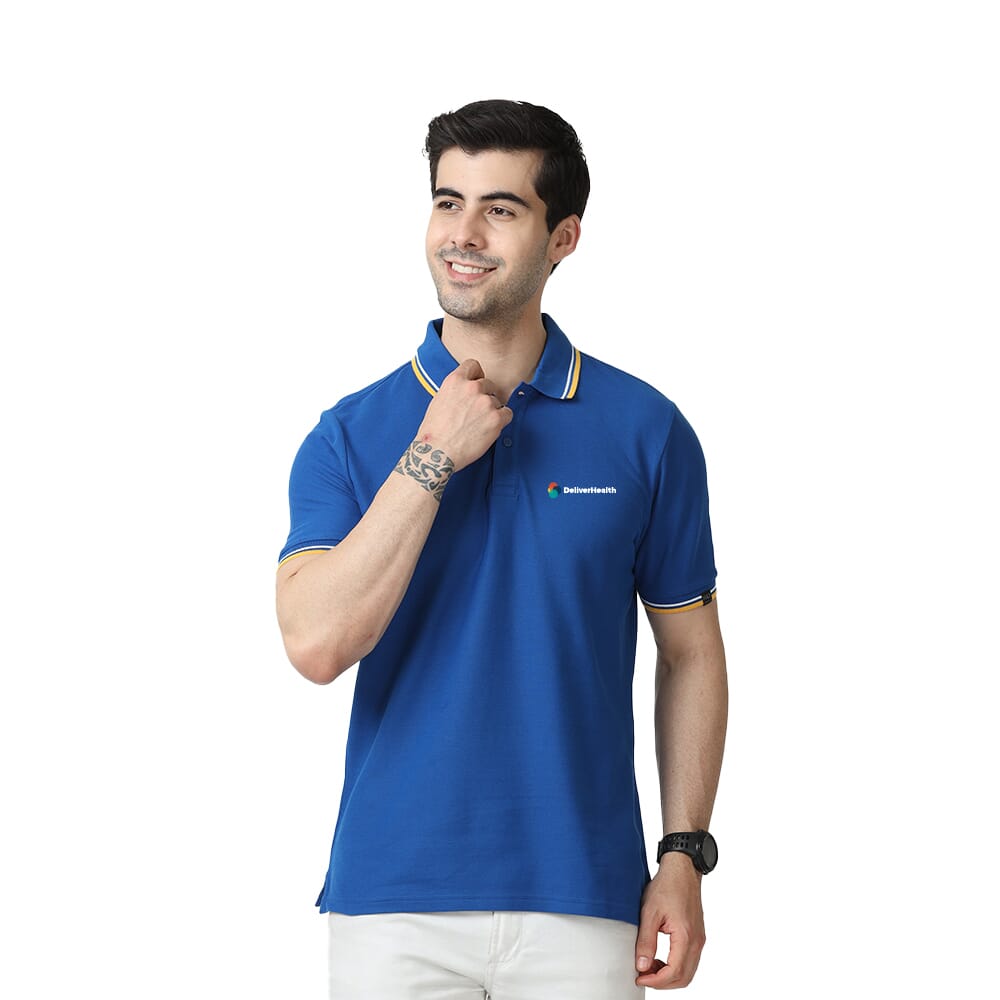 Marks & Spencer Polo T-shirt Royal Blue with Yellow & White Tipping